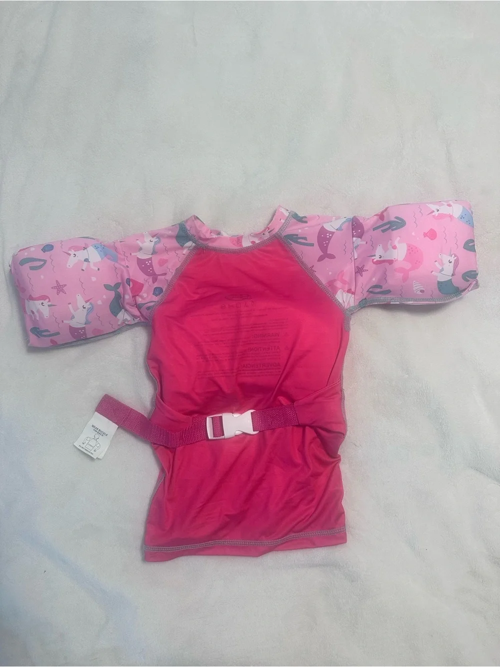 SwimWays Girls' Pink Mermaid Rashguard Float Top